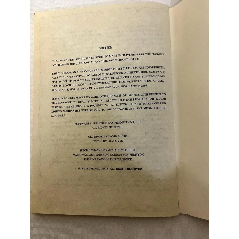 The Bard's Tale III Thief of Fate Clue Book Paperback Electronic Arts 1988